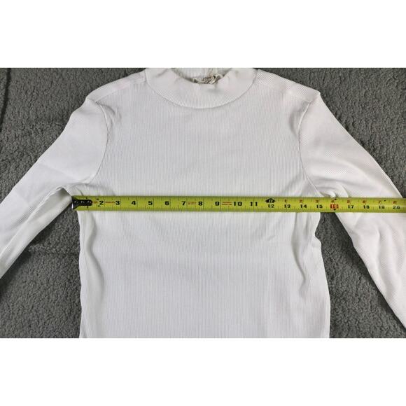 New Pact Organic Womens Large White Mock Neck Ribbed Top - Picture 4 of 5